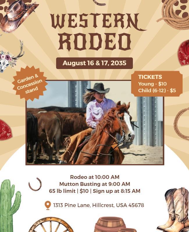 Western Rodeo Event Announcement Flyer Template