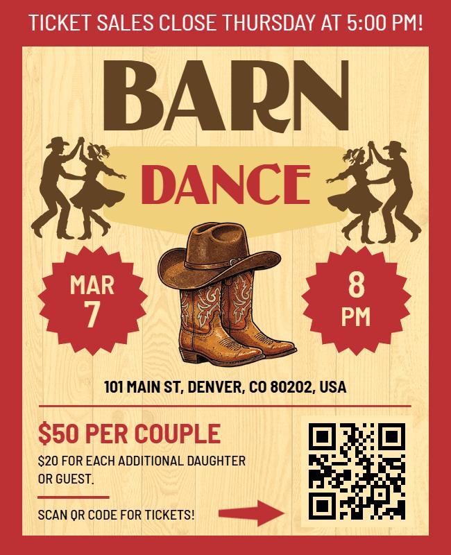 Western Themed Barn Dance Event Flyer Template