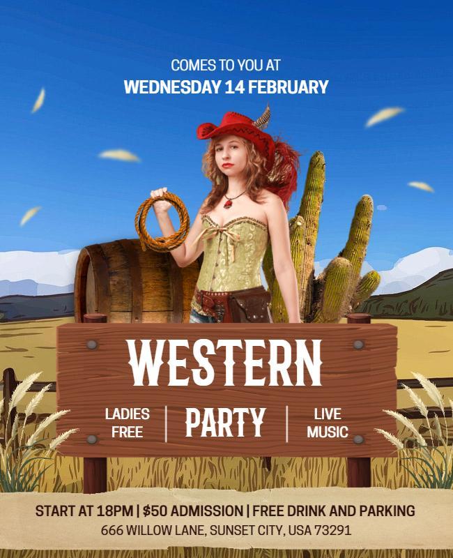 Western Themed Live Music Party Flyer Template