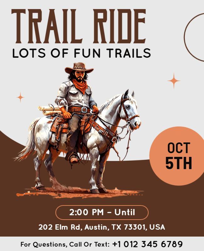 Western Themed Trail Ride Event Poster Template