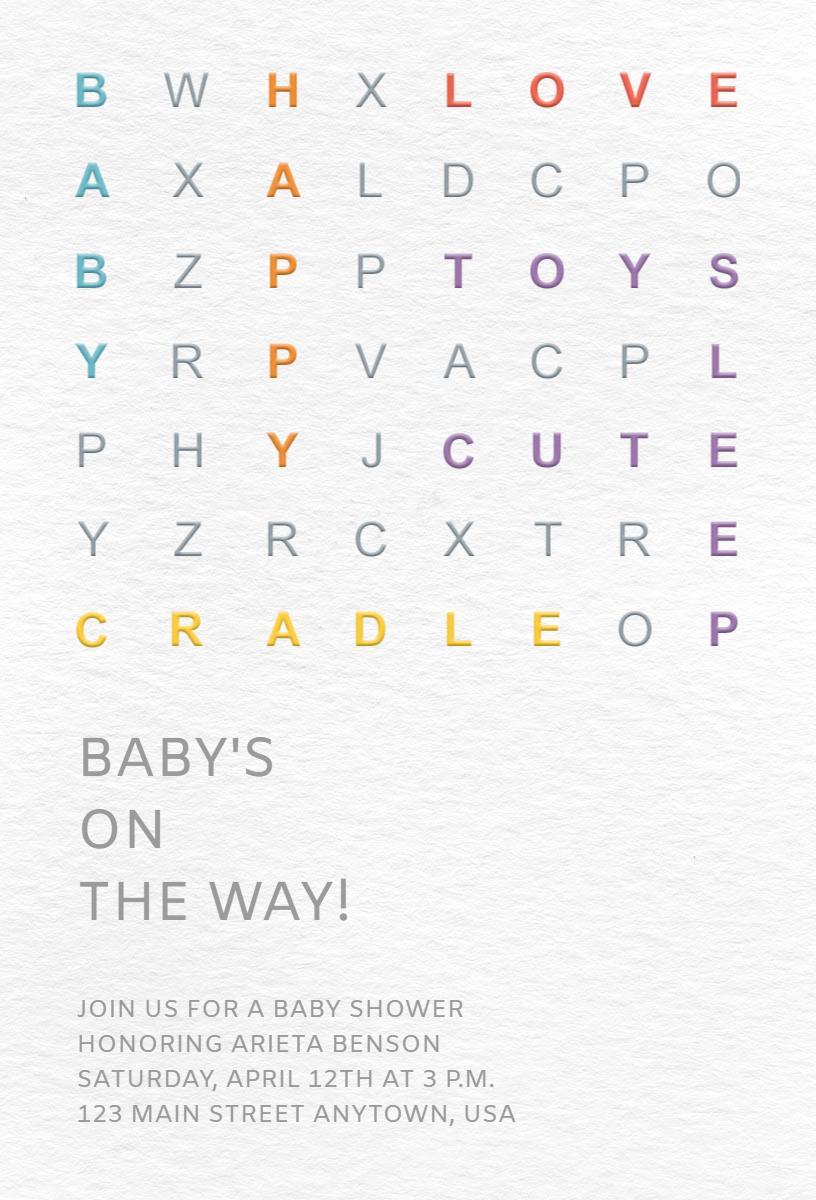 Whimsical Alphabet Baby Shower Celebration Invitation Template