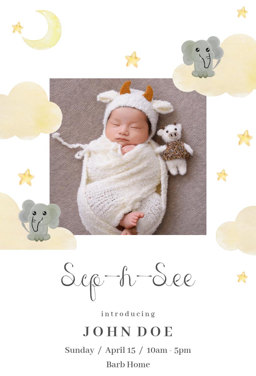 Whimsical Animal Theme Sip & See Baby Introduction Invitation Template