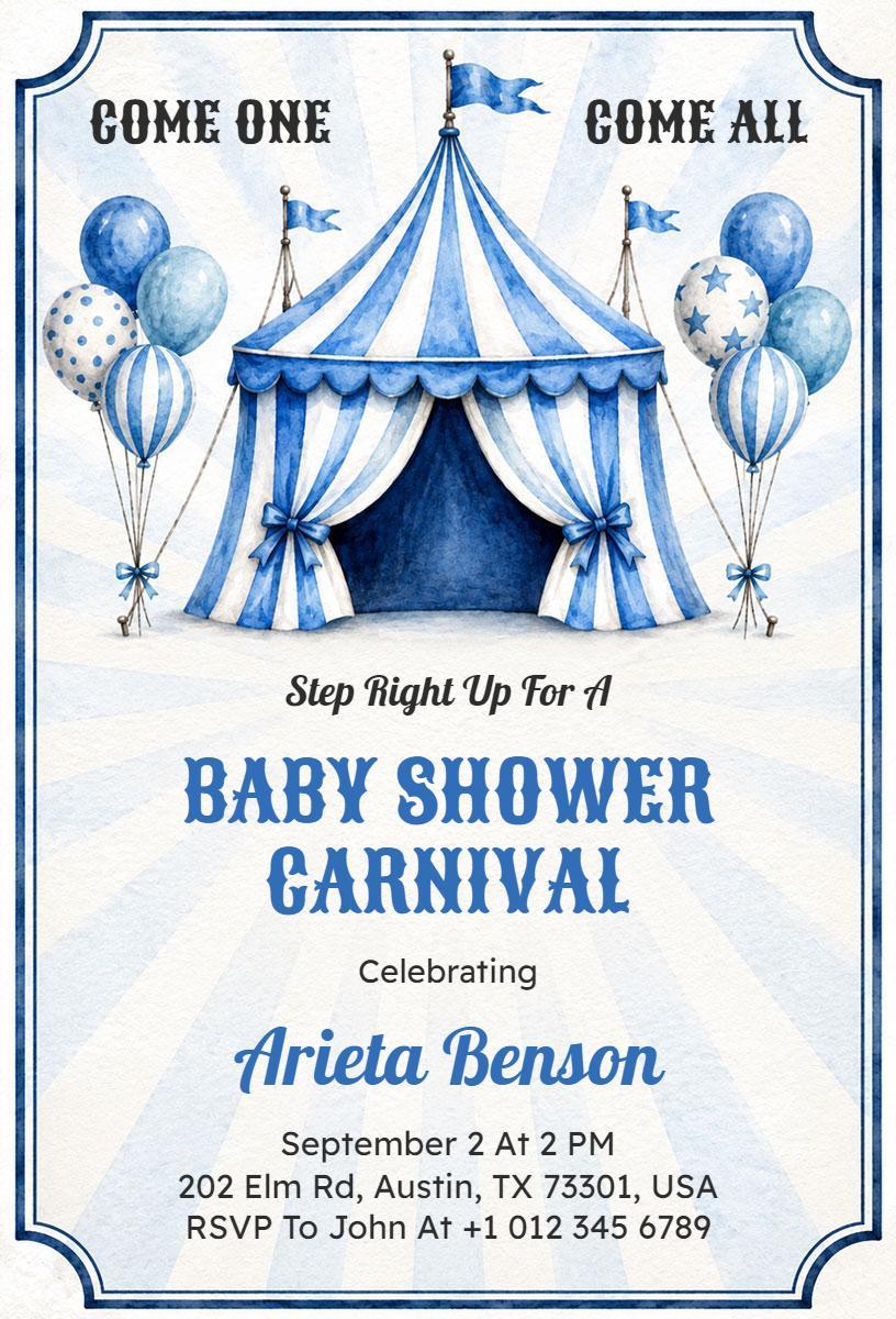 Whimsical Baby Shower Carnival Celebration Invitation Template