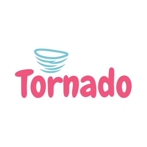Whimsical Blue and Pink Tornado Design for Fun Logo Template