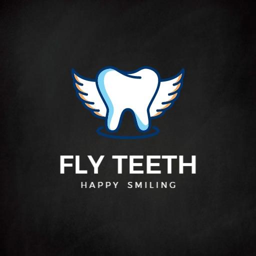 Whimsical Blue Tooth Design Emphasizing Happy Dental Care Logo Template