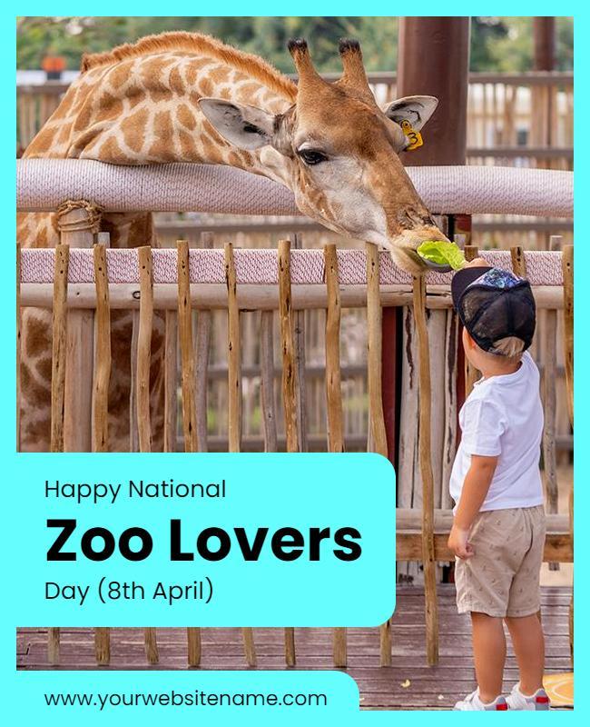 Whimsical Blue Zoo Lovers Day Celebration Poster Template
