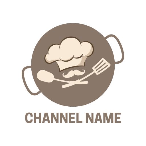 Whimsical Brown Cooking Channel Featuring Chef's Hat Logo Template