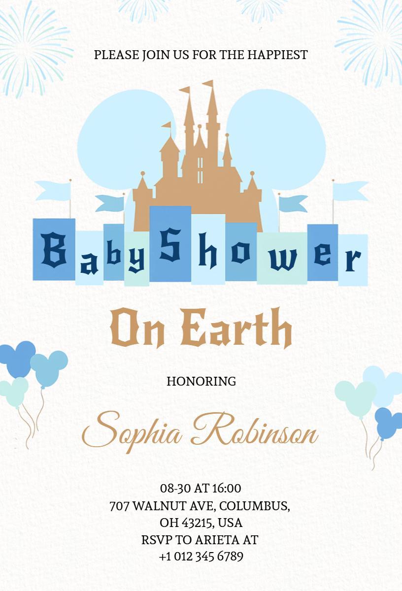 Whimsical Castle Theme Baby Shower Celebration Invitation Template