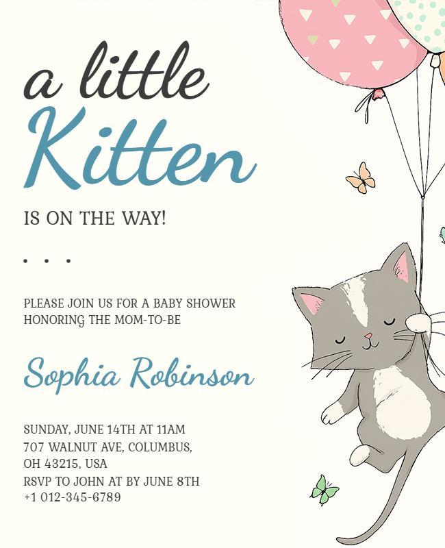 Whimsical Cat Baby Shower Event Flyer Template