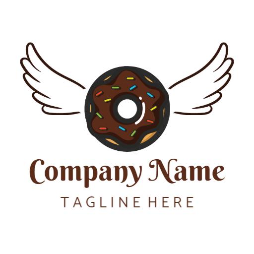 Whimsical Chocolate Donut with Wings for Donuts Logo Template