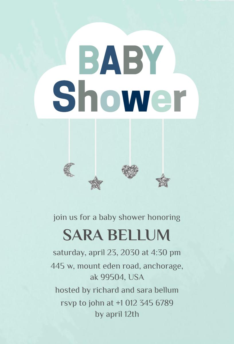 Whimsical Cloud Baby Shower Celebration Invitation Template