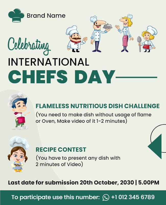 Whimsical Cooking Competition for International Chefs Day Poster Template