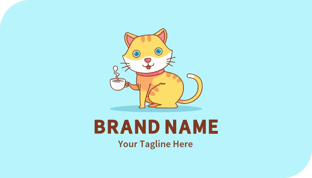 Whimsical Cute Cat Character Business Card Template