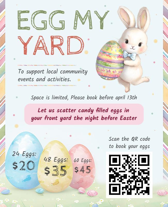 Whimsical Easter Egg My Yard Decoration Flyer Template