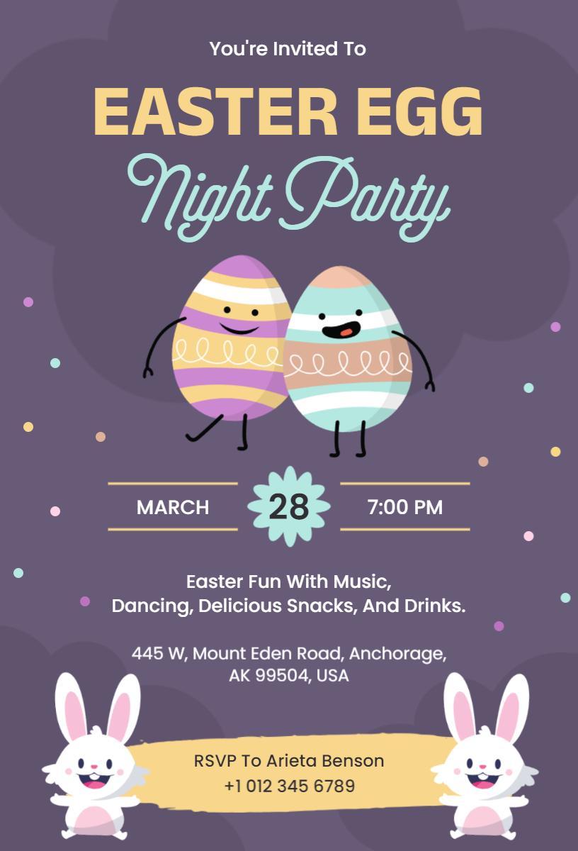 Whimsical Easter Egg Night Party Celebration Invitation Template