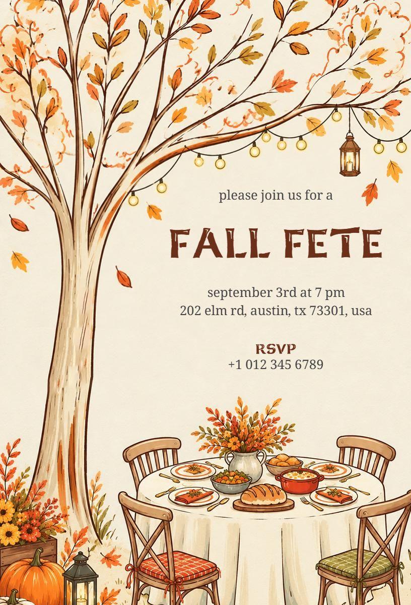 Whimsical Fall Fete Invitation Template