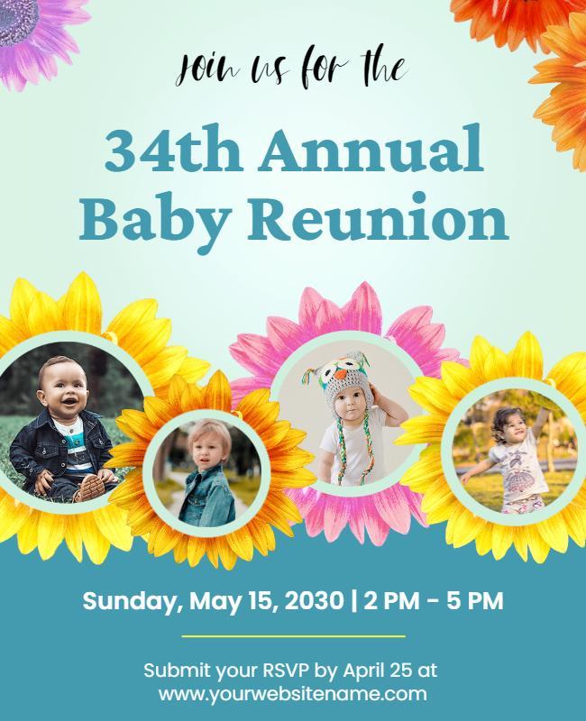 Whimsical Floral Baby Reunion Gathering Poster Template