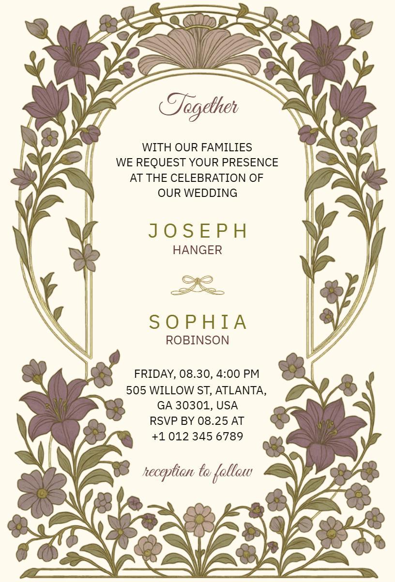 Whimsical Floral Vintage Wedding Celebration Invitation Template