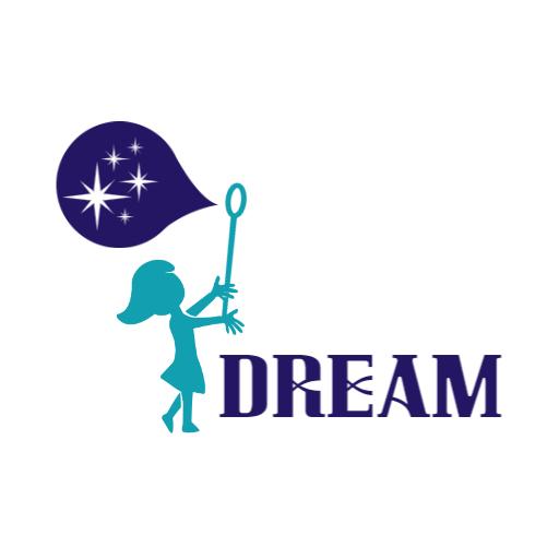 Whimsical Girl Holding Sparkling Dream Bubble Logo Template