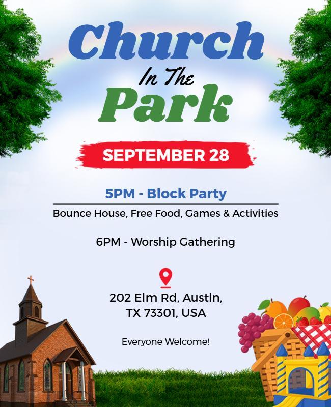 Whimsical Green Community Block Party Celebration Flyer Template