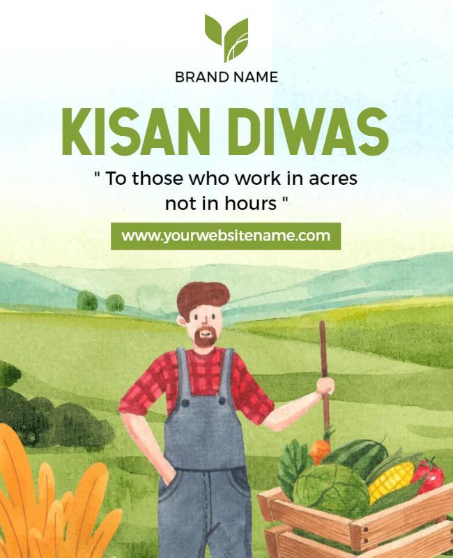 Whimsical Green Farming Celebration Kisan Diwas Poster Template