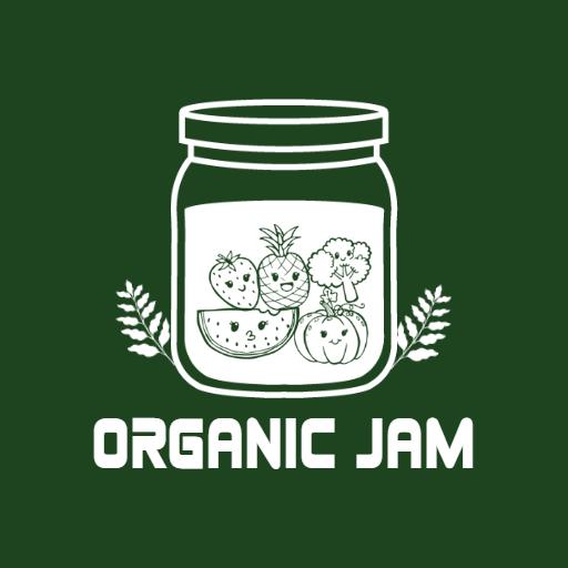 Whimsical Green Jar Filled with Fresh Organic Jam Logo Template