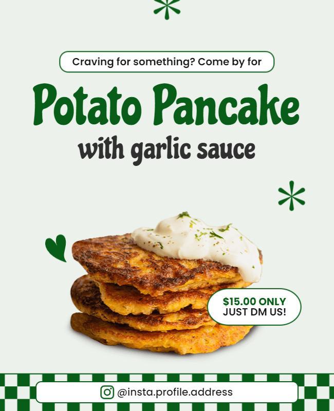 Whimsical Green Potato Pancake Dish Promotion Poster Template