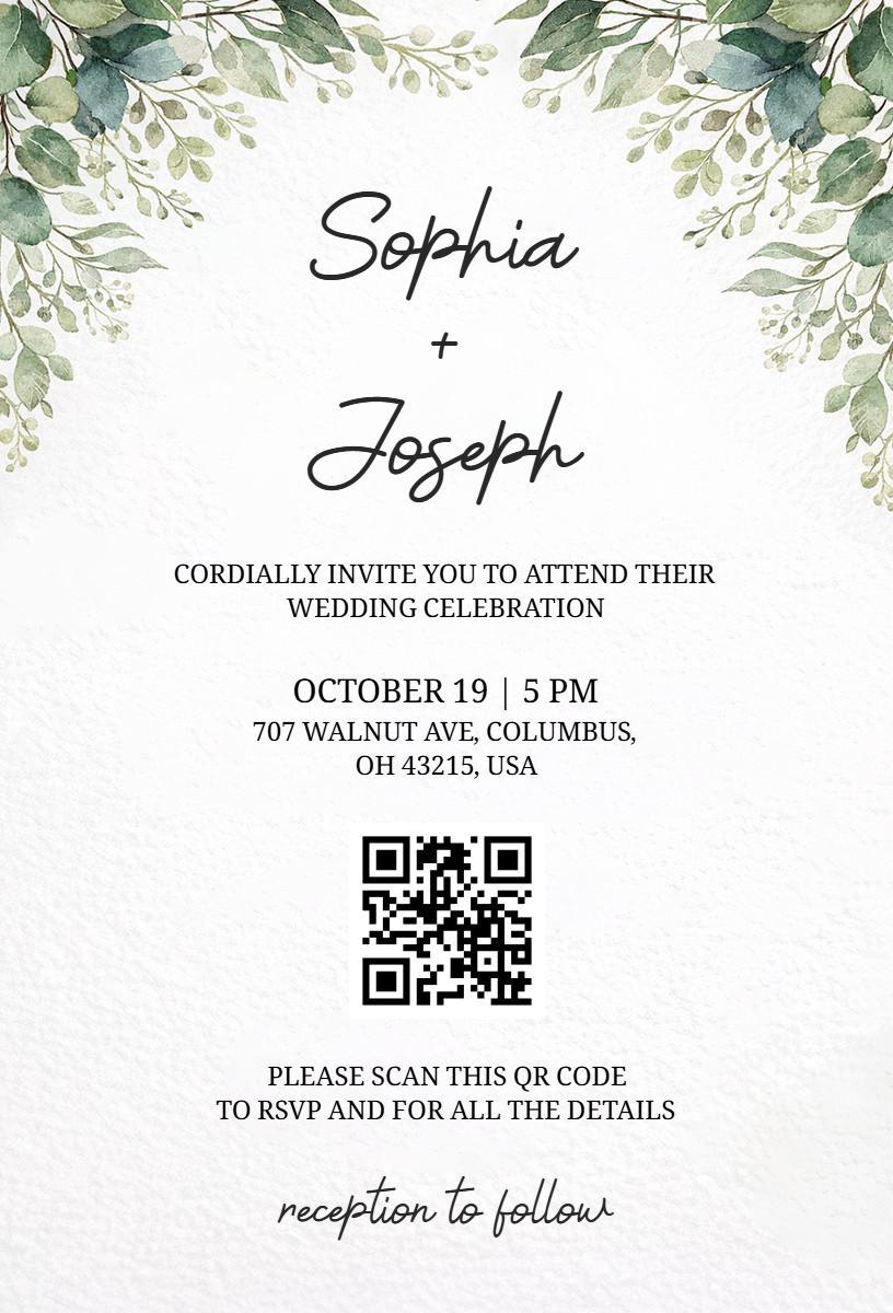 Whimsical Greenery Wedding Celebration Invitation Template