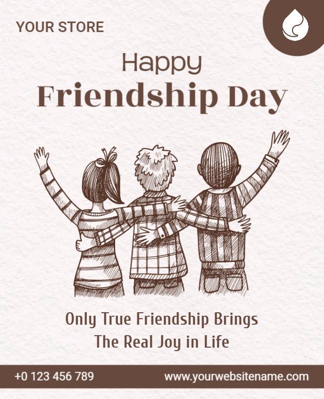 Whimsical Hand-Drawn Friendship Day Celebration Flyer Template