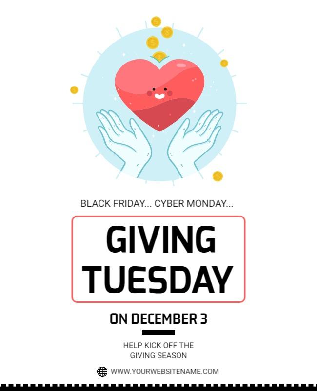 Whimsical Heart and Hands Giving Tuesday Charity Poster Template