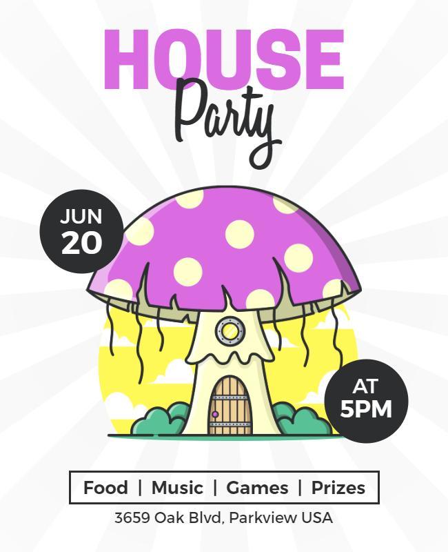 Whimsical House Party Invitation Flyer Template