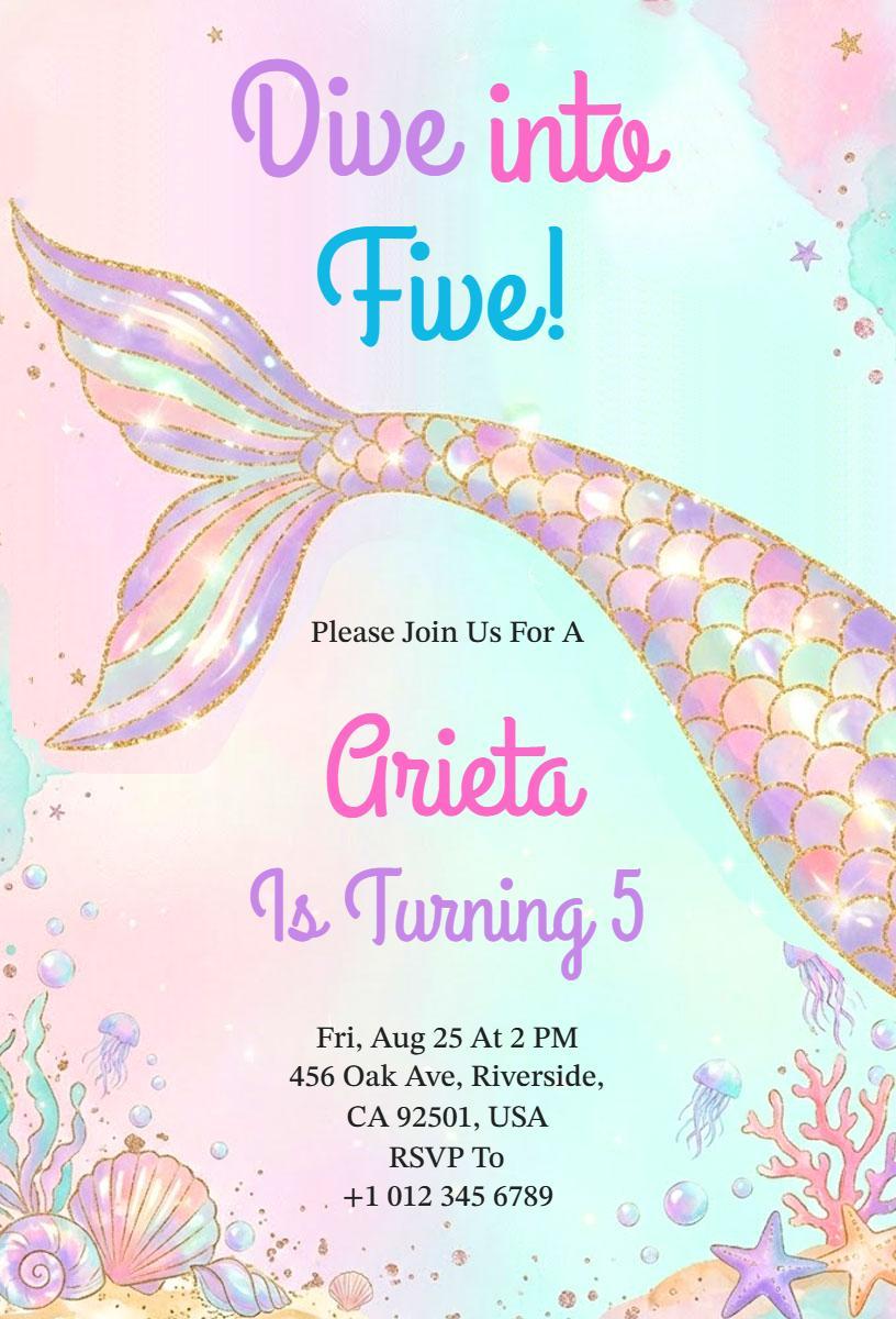 Whimsical Mermaid Underwater Adventure Birthday Invitation Template