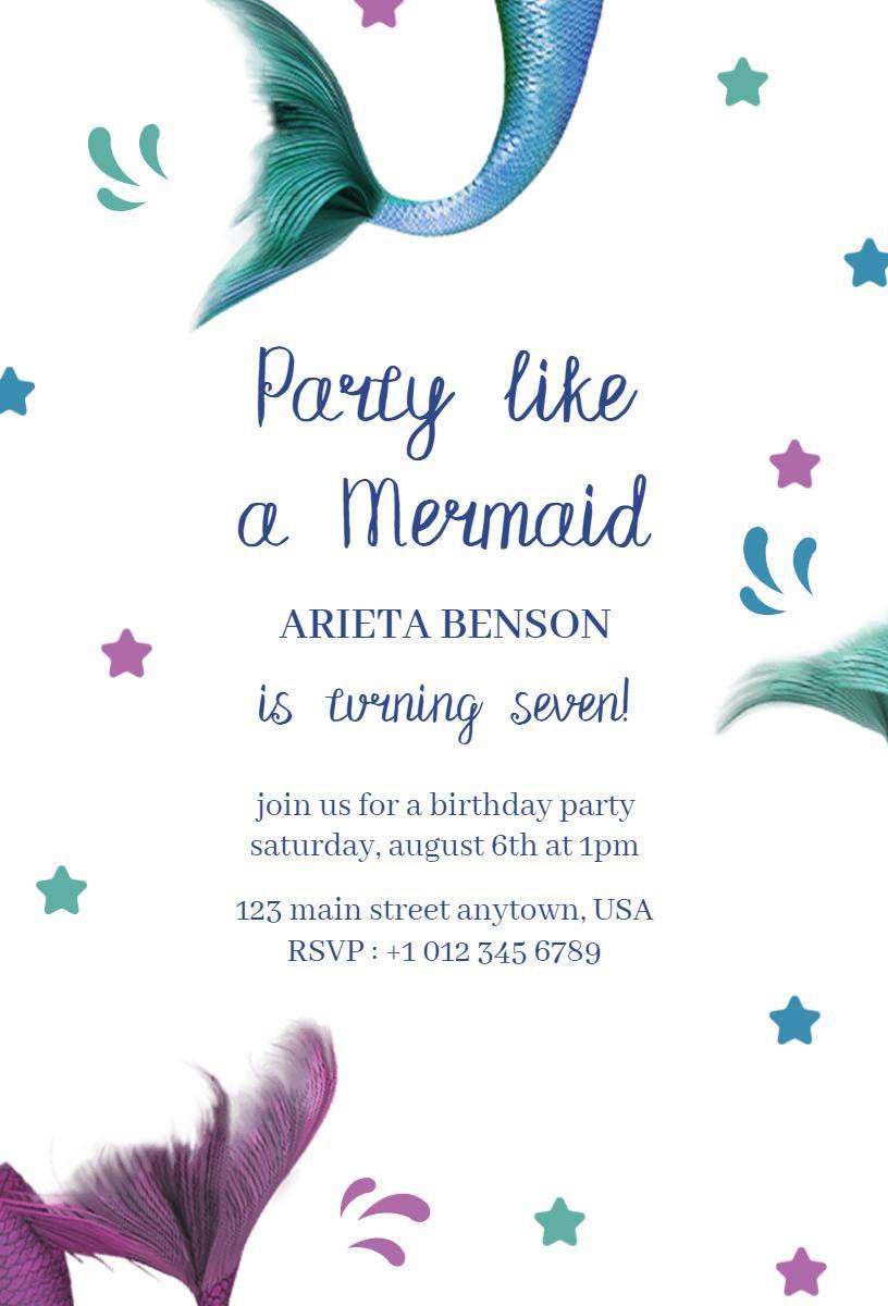 Whimsical Mermaid Underwater Birthday Celebration Invitation Template