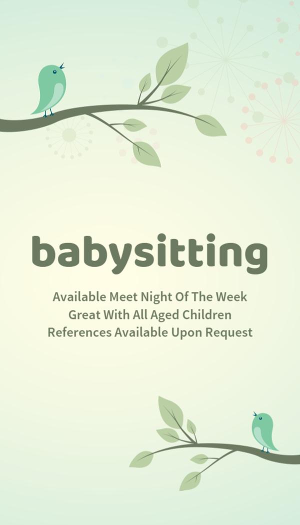 Whimsical Nature-Inspired Babysitting Service Business Card Template