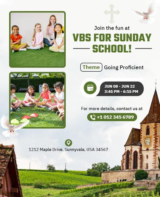 Whimsical Nature Theme for Sunday School VBS Poster Template