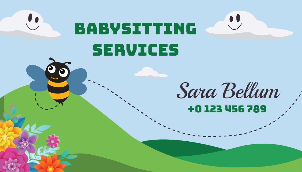 Whimsical Nature-Themed Babysitting Services Business Card Template