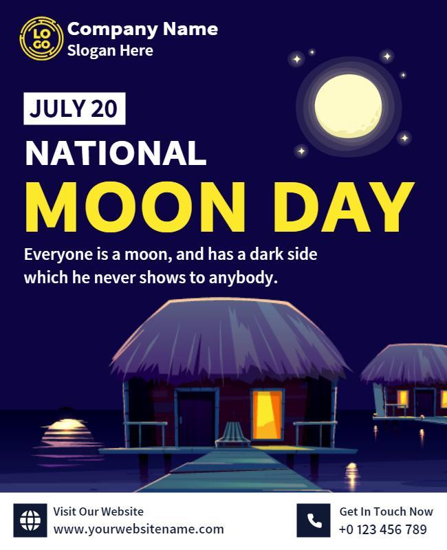 Whimsical Night Sky Celebration of National Moon Day Poster Template