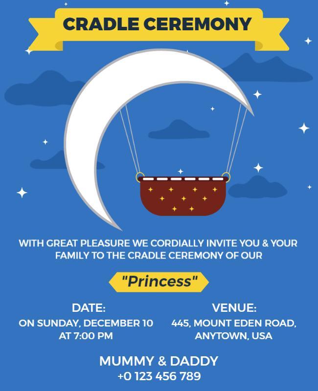 Whimsical Night Sky Cradle Ceremony Invitation Flyer Template