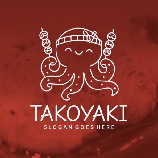 Whimsical Octopus Design Enriching Takoyaki Delight Logo Template