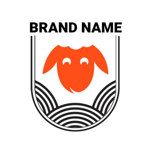 Whimsical Orange Sheep Design with Playful Elements Logo Template