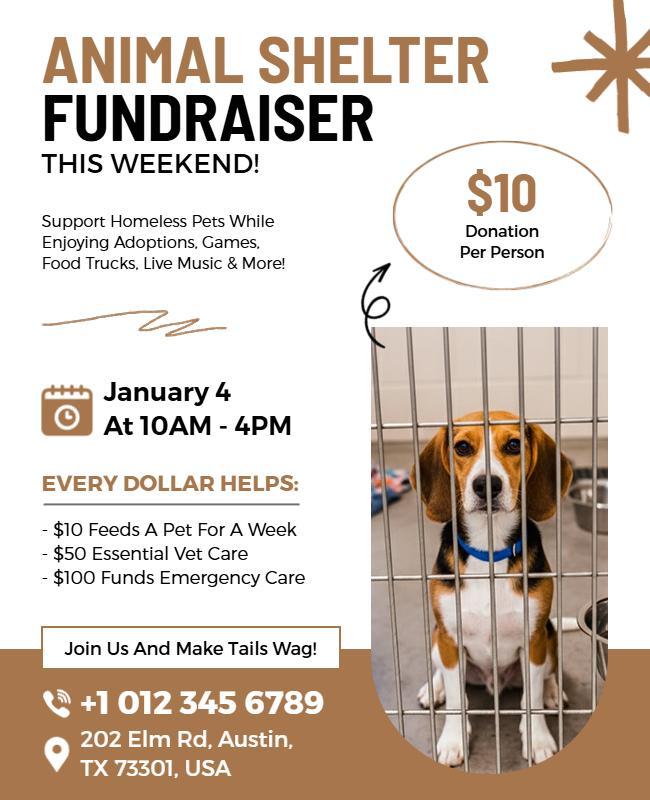 Whimsical Pet Adoption Fundraiser for Animal Shelter Flyer Template