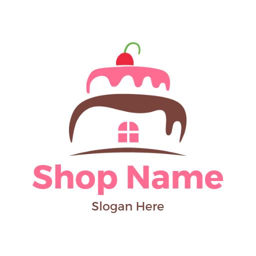 Whimsical Pink Cake Design Representing Sweet Treats Logo Template