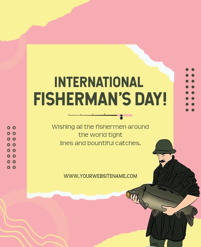 Whimsical Pink International Fisherman's Day Celebration Poster Template