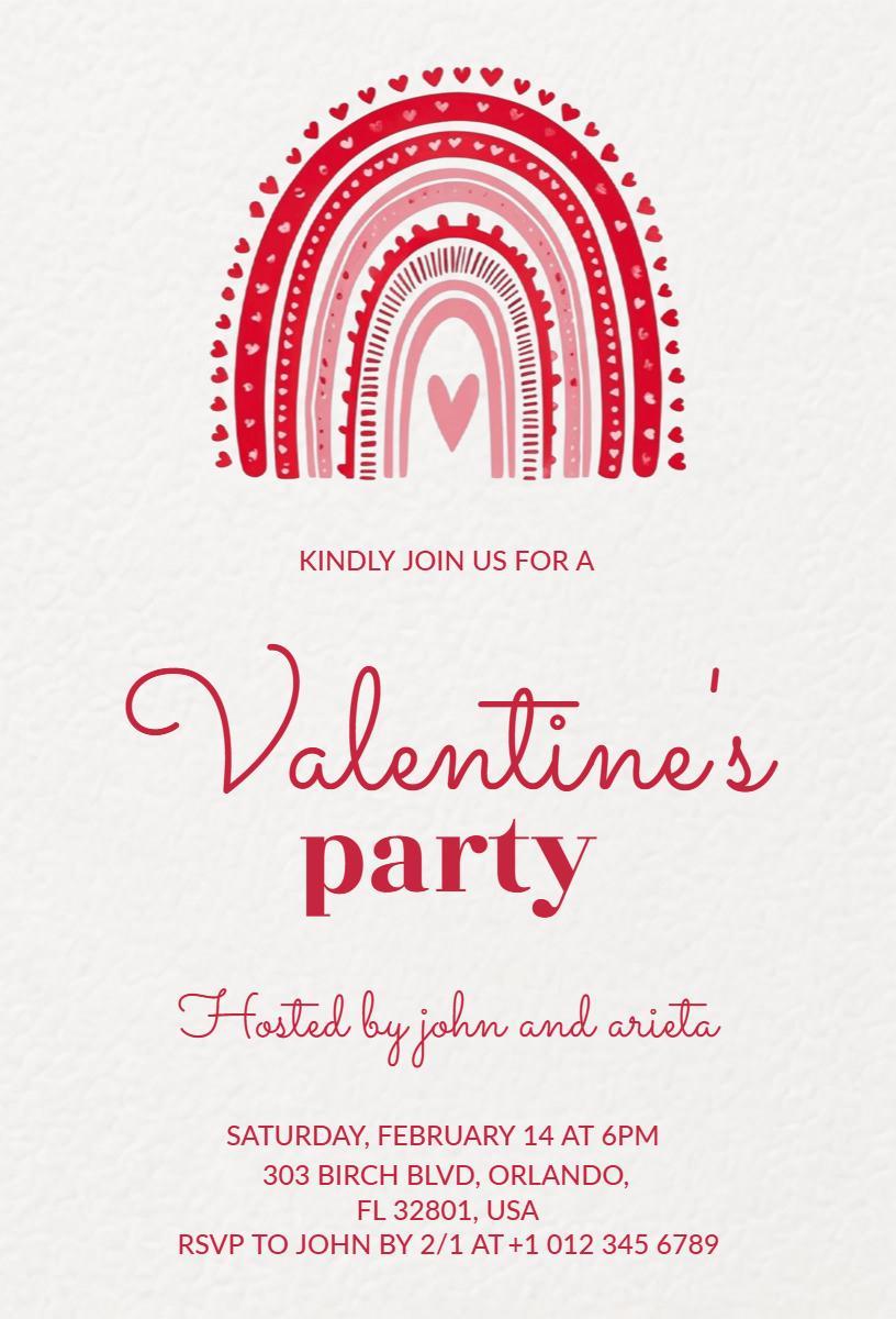 Whimsical Rainbow Valentine's Day Celebration Invitation Template