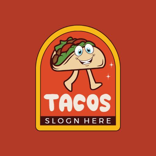 Whimsical Retro Taco Character with Vibrant Colors Logo Template