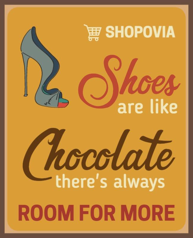 Whimsical Shoe and Chocolate Quote Inspirational Poster Template