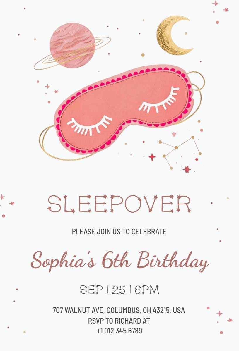 Whimsical Sleepover Birthday Celebration Invitation Template