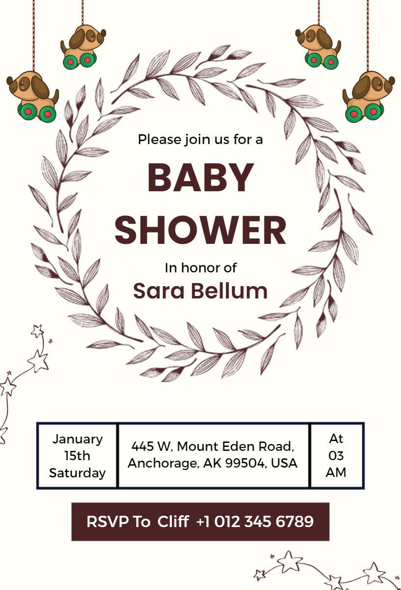 Whimsical Snail Theme Baby Shower Celebration Invitation Template
