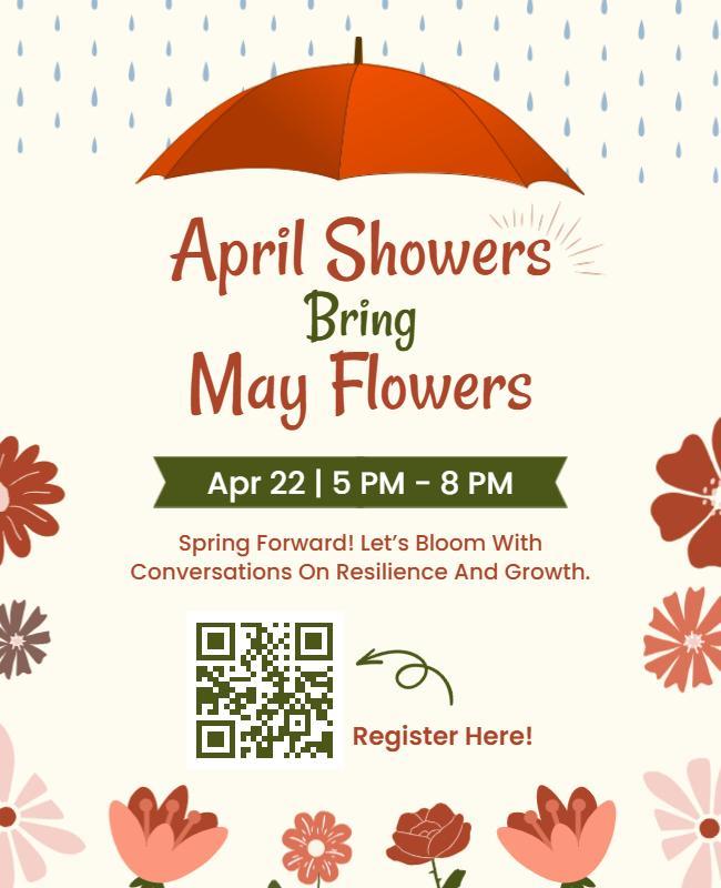 Whimsical Spring Floral Umbrella Event Poster Template