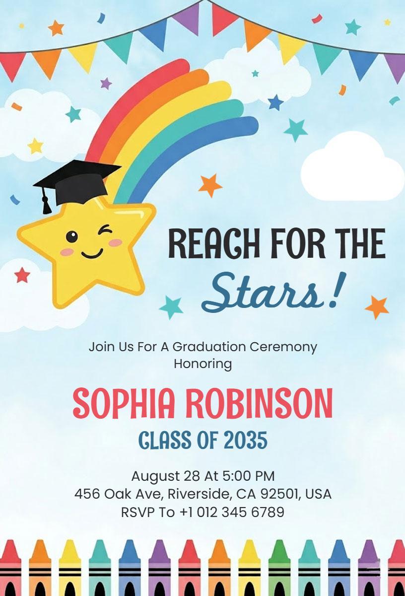 Whimsical Starry Graduation Ceremony Celebration Invitation Template